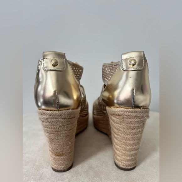 Michael KORS Espadrille Sparkly Gold Wedges - Size 8! - Picture 2 of 7